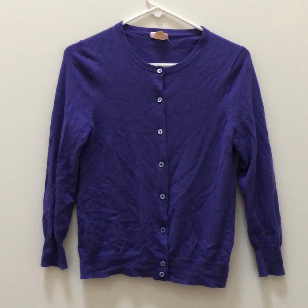 J. Crew Purple 100% Cashmere Cardigan